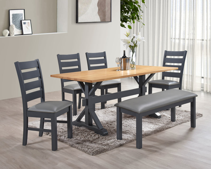 Carlton Charcoal Dining Set with 4 Chairs & Bench