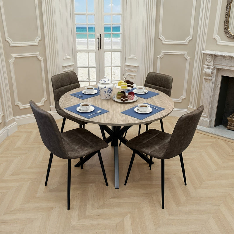 Franko 1.2m Grey Oak Round Dining Table