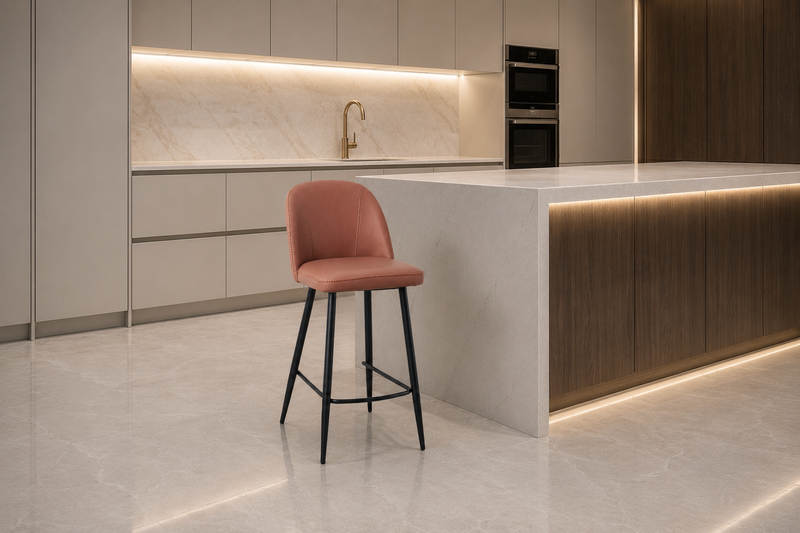 Leo Bar Stool with Black Legs