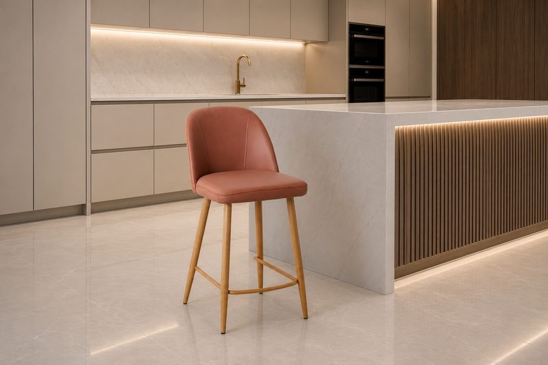 Leo Bar Stool with Oak Legs