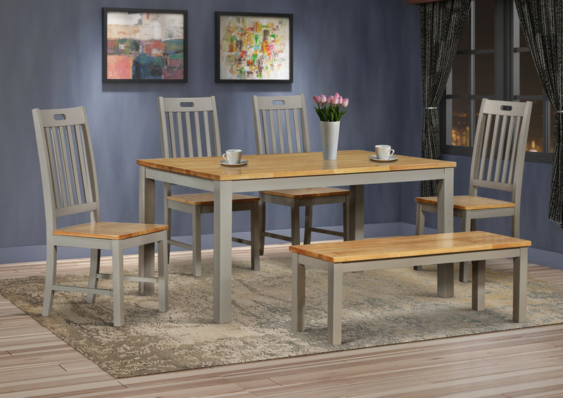 Nappa Grey & Oak Dining Set with 4 Chairs & Bench