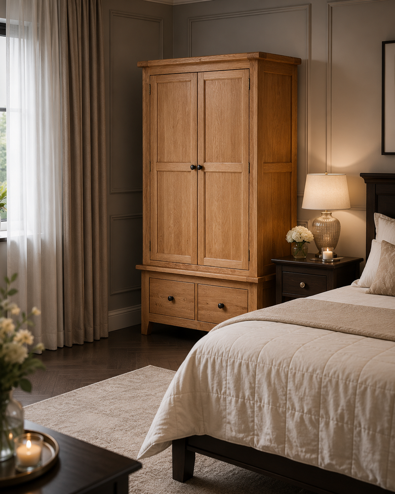 Oscar Double Wardrobe With Drawers
